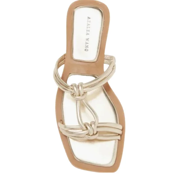 Azalea Wang Gold Stetson Slip On Sandals Size 9 new - Picture 1 of 9
